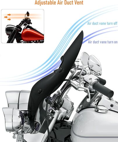All Black Detachable Wave Wind Splitter Vented Windshield Windscreen Compatible with Harley Davidson Touring Road King FLHR FLHRC/I FLHRXS 1994-2025 (Black Windshield&Black Bracket) in Saudi Arabia