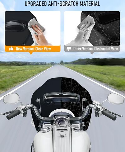All Black Detachable Wave Wind Splitter Vented Windshield Windscreen Compatible with Harley Davidson Touring Road King FLHR FLHRC/I FLHRXS 1994-2025 (Black Windshield&Black Bracket) in Saudi Arabia
