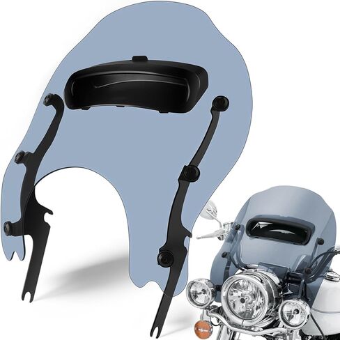 All Black Detachable Wave Wind Splitter Vented Windshield Windscreen Compatible with Harley Davidson Touring Road King FLHR FLHRC/I FLHRXS 1994-2025 (Black Windshield&Black Bracket) in Saudi Arabia