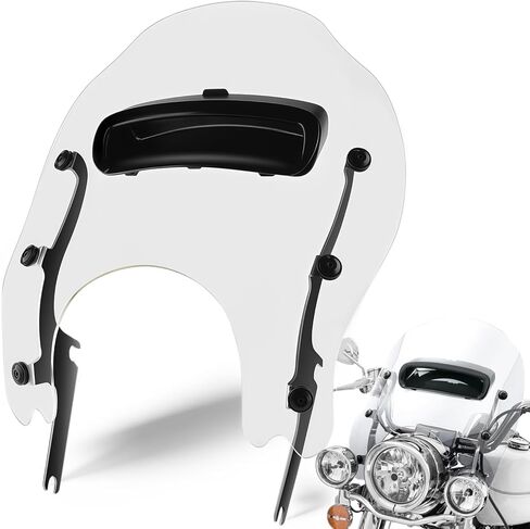 All Black Detachable Wave Wind Splitter Vented Windshield Windscreen Compatible with Harley Davidson Touring Road King FLHR FLHRC/I FLHRXS 1994-2025 (Black Windshield&Black Bracket) in Saudi Arabia