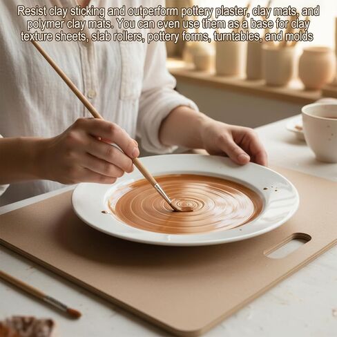 Afcabakila 2 Pcs Wedging Board for Pottery, Clay Board with Handle, 9mm Thick MDF Clay Wedging Boards for Ceramics, Pottery & Sculpting, Non-slip Surface & Portable Design, Boards for Clays Enthusiast in Saudi Arabia