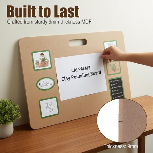 Afcabakila 2 Pcs Wedging Board for Pottery, Clay Board with Handle, 9mm Thick MDF Clay Wedging Boards for Ceramics, Pottery & Sculpting, Non-slip Surface & Portable Design, Boards for Clays Enthusiast in Saudi Arabia