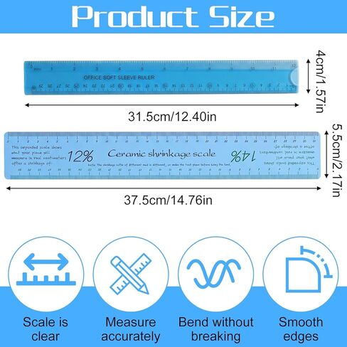RAHHLIZS 2pcs Ceramic Shrinkage Scale Ruler Ceramic Tools for Pottery Plastic Measuring Ruler for Pottery Lovers Clay Sculpture Tools Carving Shaping Clay Sculpture Modeling in Saudi Arabia