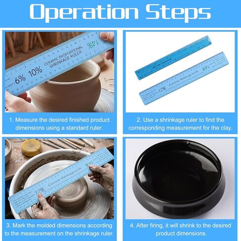 RAHHLIZS 2pcs Ceramic Shrinkage Scale Ruler Ceramic Tools for Pottery Plastic Measuring Ruler for Pottery Lovers Clay Sculpture Tools Carving Shaping Clay Sculpture Modeling in Saudi Arabia