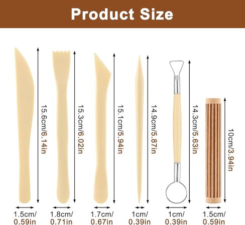 Clay Texture Rollers Set, Ergonomic Handle-Free Design with Comfortable Grip, Plastic & Birch Wood, Includes 10 Texture Sticks and 5 Tools for Modeling and Pottery Decor in Saudi Arabia