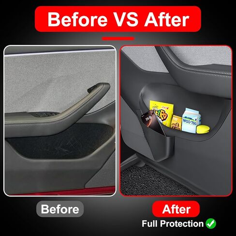 2025 2026 Tesla Model Y Juniper Door Organizer Trays - Upgraded TPE Door Side Storage Box with 2 Extra Storage Bags Set of 4 Black in Saudi Arabia