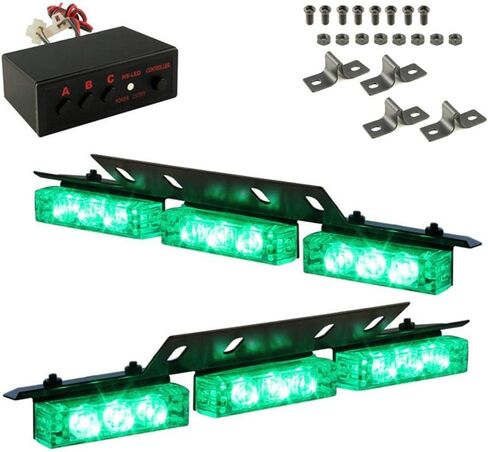 DIYAH 18 LED عالية الكثافة LED إنفاذ القانون في حالات الطوارئ تحذير المخاطر القوية أضواء للزجاج الأمامي داش الداخلية (الأحمر / العنبر) in Kuwait