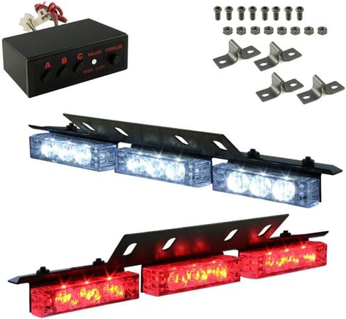DIYAH 18 LED عالية الكثافة LED إنفاذ القانون في حالات الطوارئ تحذير المخاطر القوية أضواء للزجاج الأمامي داش الداخلية (الأحمر / العنبر) in Kuwait