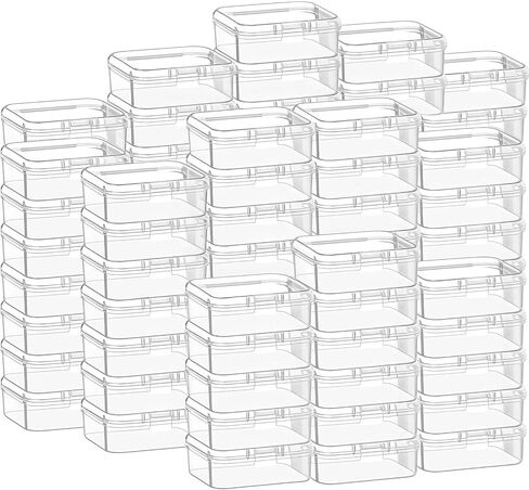 100 Pcs Clear Plastic Beads Storage Containers Box Small Clear Boxes with Hinged Lid Plastic Case Mini Square Arts Crafts Storage Organizers for Small Items(2.1 x 2.1 x 0.8 Inch) ﻿ in Kuwait