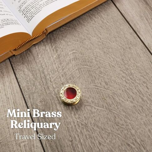 Needzo Small Travel Size Brass Reliquary, Miniature Portable Relic Holder, Red Velvet Lined Interior, 1 x 1 Inch in Kuwait