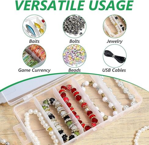 10 Pack 5 Grid Tackle Box Organizer, 6.8" x 3.7" x 1.1" Plastic Organizer Box with Dividers, Plastic Compartment Storage Boxes for Jewelry, DIY Crafts, Bait, Small Part, Beads in Kuwait