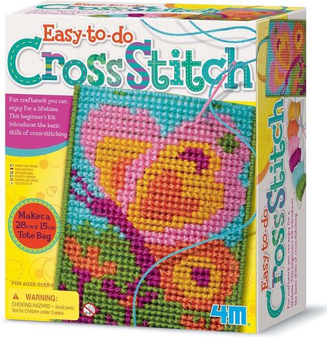 4M: Easy-to-Do - Cross Stitch - DIY Sewing Craft Kit, Create A Mini Tote Bag, Colorful Yarn, Master Stitching Techniques, Beginner-Friendly, Kids 8+ in Kuwait