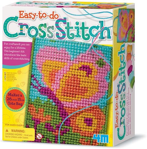 4M: Easy-to-Do - Cross Stitch - DIY Sewing Craft Kit, Create A Mini Tote Bag, Colorful Yarn, Master Stitching Techniques, Beginner-Friendly, Kids 8+ in Kuwait