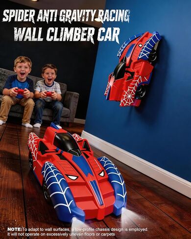 Spider Climbing Wall Cars - Rc Race Vehicle Electric Technology Toys for 3+ Years Kid, 2.4 GHz Remote Control LED Light Rechargeable 360° Zero Gravity Rotating Indoor Car Birthday Gift in Saudi Arabia