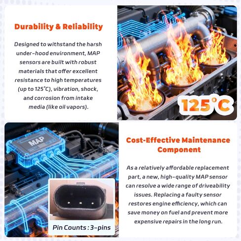 12650600 Manifold Absolute Pressure Sensor MAP-High Accuracy & Fast Response, Compatible with 2016-2019 Cadillac ATS 2016-2020 CT6 2017-2019 CTS 2017-2021 XT5 2017-2023 GMC Acadia in Kuwait