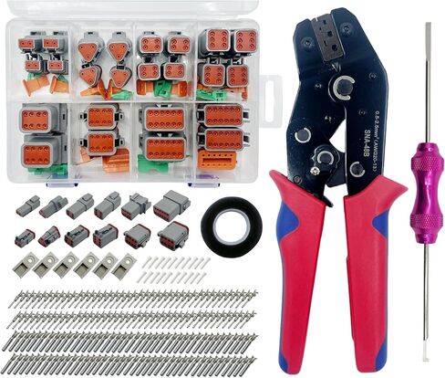 237 PCS Deutsch Connector Kit with ratchet crimping pliers and Terminal Removal Tool,DT2 3 4 6 8 12 Pin Connectors,IP68 Waterproof Electrical Connector Plug with 80 Pairs Size 16 Stamped Contacts in Saudi Arabia
