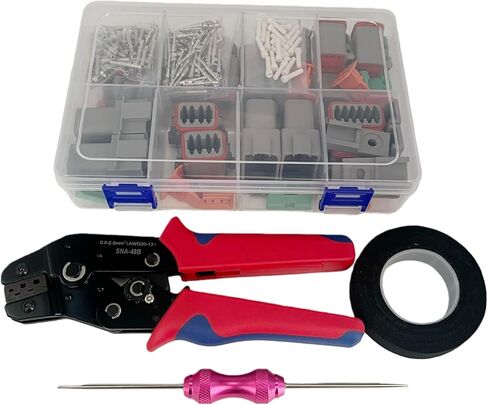 237 PCS Deutsch Connector Kit with ratchet crimping pliers and Terminal Removal Tool,DT2 3 4 6 8 12 Pin Connectors,IP68 Waterproof Electrical Connector Plug with 80 Pairs Size 16 Stamped Contacts in Saudi Arabia
