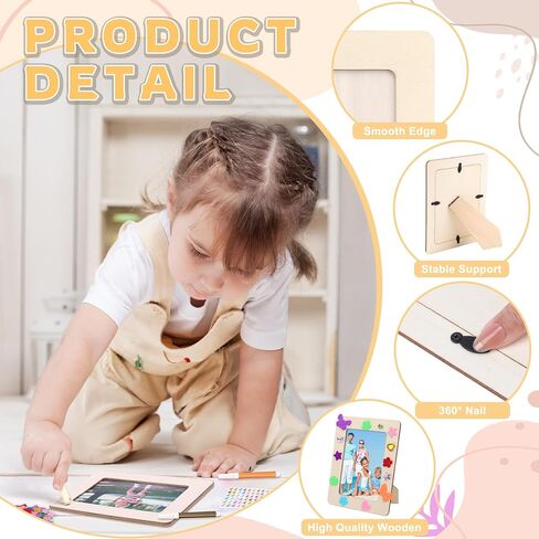 SAYAYA 40 Pack DIY Wooden Picture Frames Bulk 4 x 6 inch Unfinished Solid Wood Standing Picture Frames with Stickers & Watercolor Pens DIY Crafts Wood for Painting DIY Decorate Art Birthday Party Gift in Kuwait