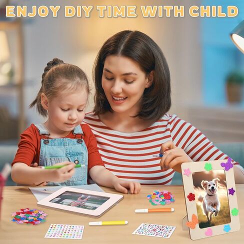 SAYAYA 40 Pack DIY Wooden Picture Frames Bulk 4 x 6 inch Unfinished Solid Wood Standing Picture Frames with Stickers & Watercolor Pens DIY Crafts Wood for Painting DIY Decorate Art Birthday Party Gift in Kuwait