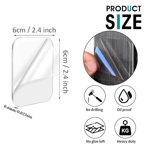 50Pcs Strong Double Sided Sticky Pads 2.4Inch Heavy Duty Adhesive Pads for Mounting Waterproof, Wall Mounting Tape for Home, Craft DIY 2 Sided Precut Nano Gel Wall Mount Glue in Saudi Arabia
