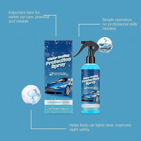 Car Windshield Deicer Spray Fast Acting Ice Melter and Snow Remover for Auto Glass Windows Mirrors Wipers Winter Frost Guard Defroster Essential Vehicle Accessories,1bottle in Saudi Arabia