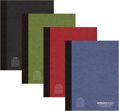 Roaring Spring Environotes Recycled Composition Notebook, Graph Ruled Durable Hard Cover Comp Book, 24 Pack, 5x5 Grid, 60 Sheets (120 Pages), 20 lb Paper, 9.75 x 7.5 Inches, Made in USA in Kuwait