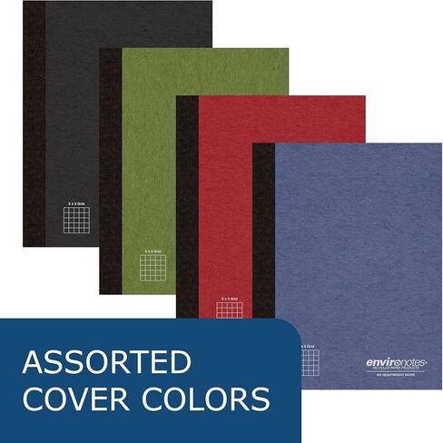 Roaring Spring Environotes Recycled Composition Notebook, Graph Ruled Durable Hard Cover Comp Book, 24 Pack, 5x5 Grid, 60 Sheets (120 Pages), 20 lb Paper, 9.75 x 7.5 Inches, Made in USA in Kuwait