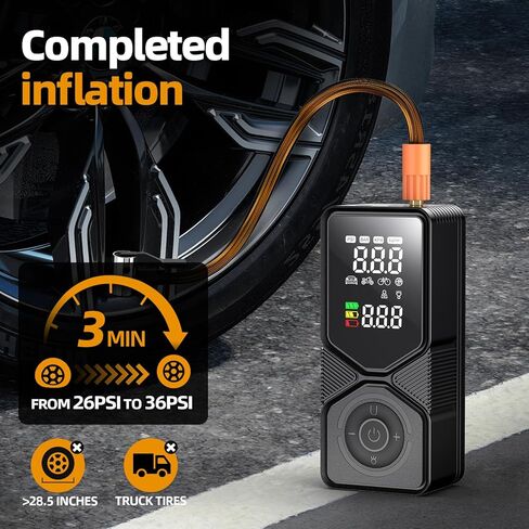 Tire Inflator Portable Air Compressor – 150PSI Cordless Car Pump with 6000mAh Battery & 12V DC Backup, Auto Shut-Off Digital Gauge for Car, SUV, Motorcycle, Bike, Ball in Saudi Arabia