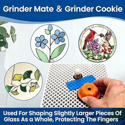 Grinder Mate Kit Includes Grinder Cookie and Stained Glass Holding Tool Specially Designed for Colored Glass DIY Enthusiasts, Keeping Fingers Away from The Grinding Head, Improves Grinding Efficiency in Saudi Arabia
