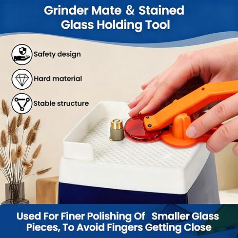 Grinder Mate Kit Includes Grinder Cookie and Stained Glass Holding Tool Specially Designed for Colored Glass DIY Enthusiasts, Keeping Fingers Away from The Grinding Head, Improves Grinding Efficiency in Saudi Arabia