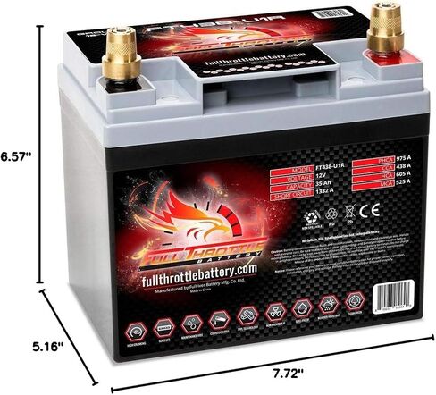 Full Throttle FT438-U1R High Capacity Dual Purpose AGM Battery Right Positive in Kuwait