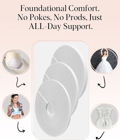 135 Yard Polyester Boning for Sewing - Polyester Sew-in Boning for Sewing, Includes 1/4", 5/16", 3/8" Widths for Bridal Gowns & Costumes Corsets, Nursing Caps in Saudi Arabia