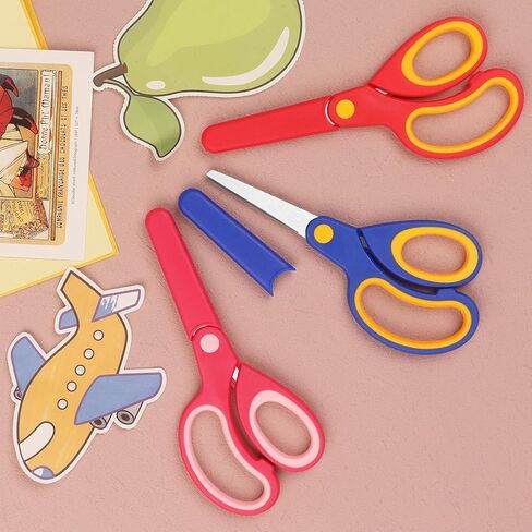 Left-Handed Kids Scissors,6 Inch Safety Childen Craft Scissors with Scissor Covers Safe and Comfortable Handles, Suitable for Students and Young Children for Paper Cutting Crafts, 3-Piece Set in Saudi Arabia