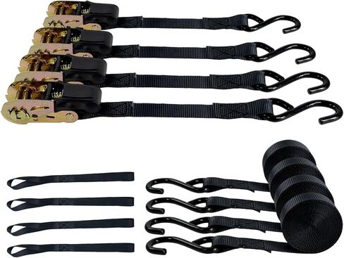 4-Pack Ratchet Straps, 15 Feet -1800 lb Break Strength Heavy Duty Ratchet Straps Retracting Tie Down Straps Set for Truck, Motorcycle, ATV, UTV, Cargo Trailer in Saudi Arabia