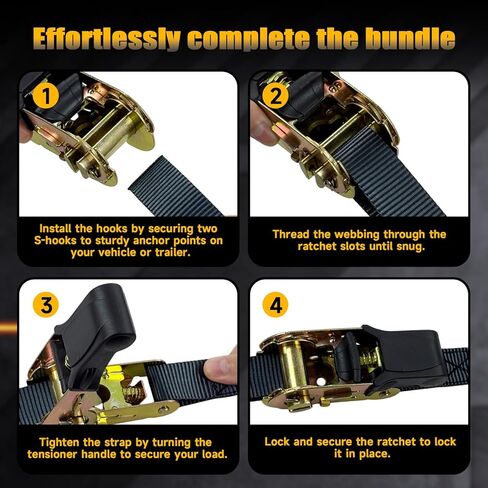 4-Pack Ratchet Straps, 15 Feet -1800 lb Break Strength Heavy Duty Ratchet Straps Retracting Tie Down Straps Set for Truck, Motorcycle, ATV, UTV, Cargo Trailer in Saudi Arabia