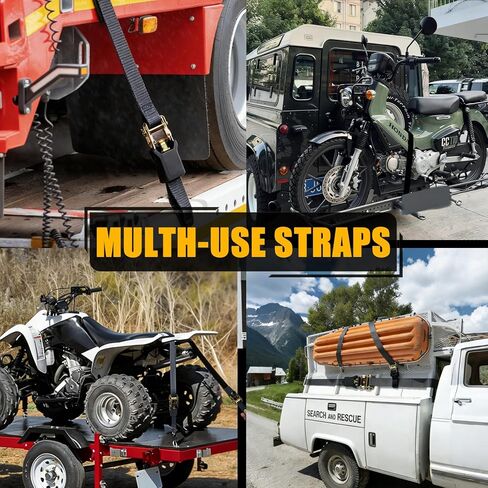 4-Pack Ratchet Straps, 15 Feet -1800 lb Break Strength Heavy Duty Ratchet Straps Retracting Tie Down Straps Set for Truck, Motorcycle, ATV, UTV, Cargo Trailer in Saudi Arabia