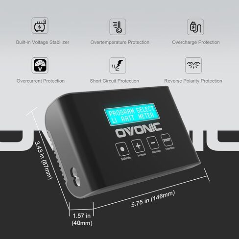 OVONIC Mate1 LiPo شاحن بطارية 100W 10A شاحن RC ذكي لبطاريات LiPo/Life 1S-6S و3-18S NiMH، موصل XT60 (نسخة مطورة، لا يوجد لوحة توازن) in Kuwait