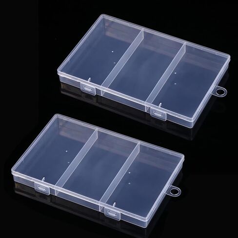 2 Pack Bandaid Organizer Holder Clear Plastic 3 Grid Storage Box Small Parts Jewelry Utility Case for Home Travel First Aid in Saudi Arabia