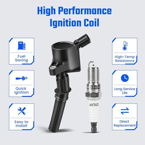 DG508 Ignition Coil Pack and SP479 Spark Plugs Compatible with Ford 4.6/5.4/6.0/7.3L F150 F250 F350 F450 F550 E-150 E-250 E-350 E-450,Excursion,Expedition,Super Duty,Econoline Club Wagon V8 DG472/457 in Saudi Arabia
