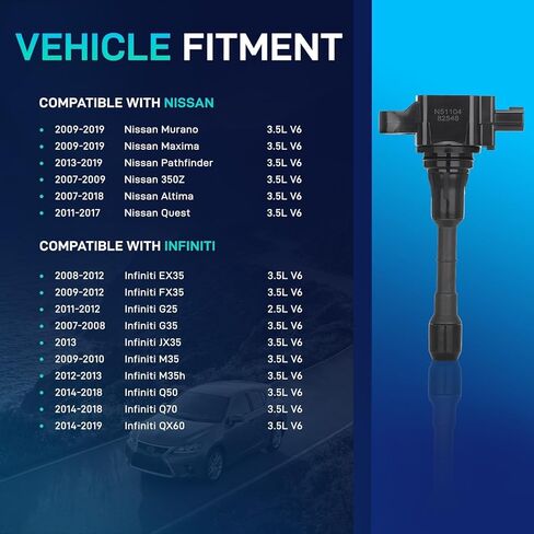 BDELI 6-Pack Ignition Coil Packs & Spark Plugs Compatible with 2009-2016 Nissan Murano Maxima Altima Pathfinder Infiniti G35 EX35 JX35 3.5L V6 Direct OE Replacement for UF550 in Kuwait