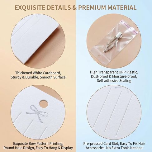 100 Pcs Hair Clip Display Cards with Clear Bags Jewelry Organizer Hair Barrettes Holder Cardboard Packaging Cards for Craft Show Retail Display in Kuwait