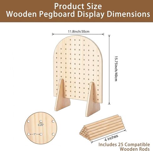 5 Sets Keychain Display Stand with 25 Pcs Dowel Rods 15.75" x 11.81" Oval Bracelet Organizer Holder Wooden Pegboard Display Stand for Craft Shows, Necklace, Jewelry, Selling(Wood) in Saudi Arabia