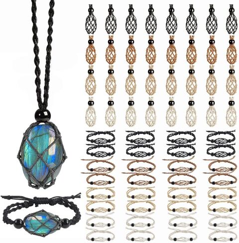 64pcs Handmade Crystal Cage Holder Necklace Hanging Pendant Holder Empty Stone Cage for DIY Jewelry Adjustable Length in Saudi Arabia