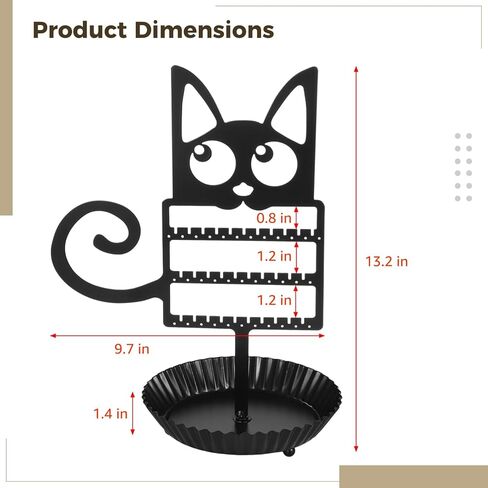 OMISTAR Dog Shaped Earring Holder Organizer, Creative Jewelry Display Stand with Spiral Tail, Black Metal Earring Organizer with Round Tray for Home Decoration and Jewelry Storage in Kuwait
