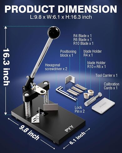 PYY Corner Rounder Punch Cutter - Round Edge Paper Cardstock Laminate Business Card Photo Crafting Tool Machine | 3 Dies R4mm R6mm R10mm Blades | Max 30mm/1.2" Cutting Thickness | Heavy Duty A3 Steel in Kuwait