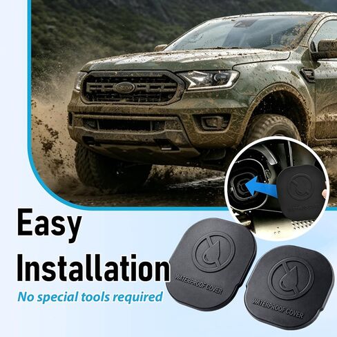 2-Pack Silicone Car Frame Tube Hole Plugs, Dustproof Anti-Sand Cover Compatible with Ford Ranger 2023-2025, Durable Silicone Dust Cover Compatible with Ford Ranger Accessories in Saudi Arabia