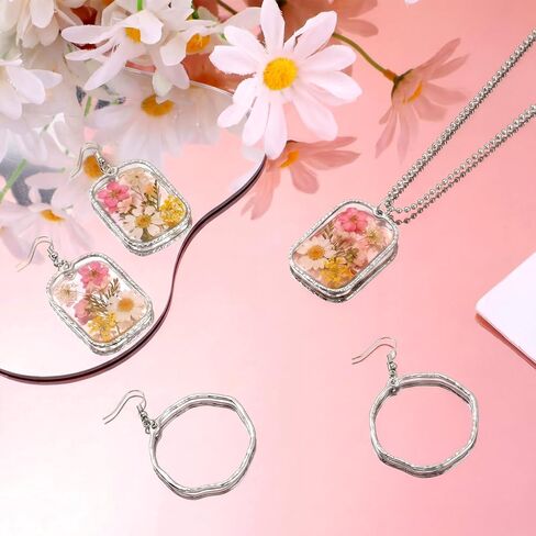 Thinp 48 Pcs Open Bezels for Jewelry Making, 6 Styles Open Back Bezel Pendants Hollow Frame Resin Bezels for Making Pendants Bracelets Jewelry DIY Crafts (Silver) in Kuwait