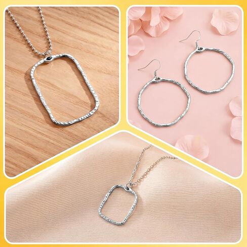 Thinp 48 Pcs Open Bezels for Jewelry Making, 6 Styles Open Back Bezel Pendants Hollow Frame Resin Bezels for Making Pendants Bracelets Jewelry DIY Crafts (Silver) in Kuwait