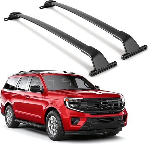 قضبان عرضية لحامل السقف متوافقة مع Ford Expedition 2018-2026 Lincoln Navigator 2018-2024، قضبان عرضية من الألومنيوم وقضبان حمولة على السطح ودراجة على الجليد ولوح التزلج in Kuwait