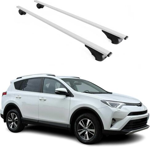 OMAC سقف الرف عبر القضبان لتويوتا RAV4 2001-2005 قابل للقفل 165Lbs معدن أسود 2 قطعة يناسب ناقلات البضائع قوارب الكاياك الدراجة على الجليد in Kuwait